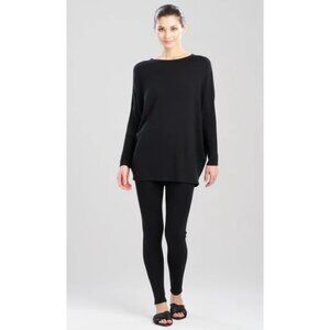 NWT Natori Black Long Sleeve Blouse Top M Polyester Spandex Casual Minimalist